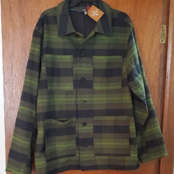 Houston White Green and Black Plaid Lightweight Shirt Jacket Medium - Picture 3 of 14